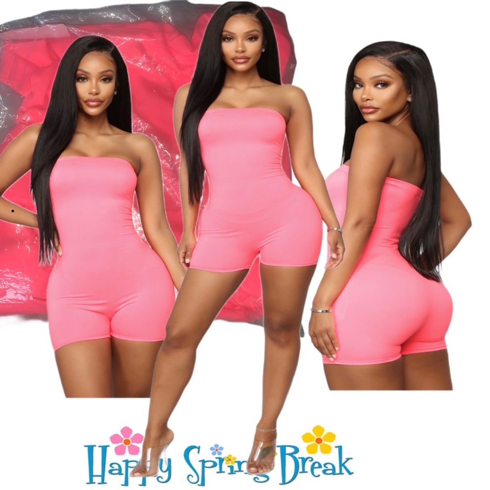 Neon Pink Romper 
Size: L